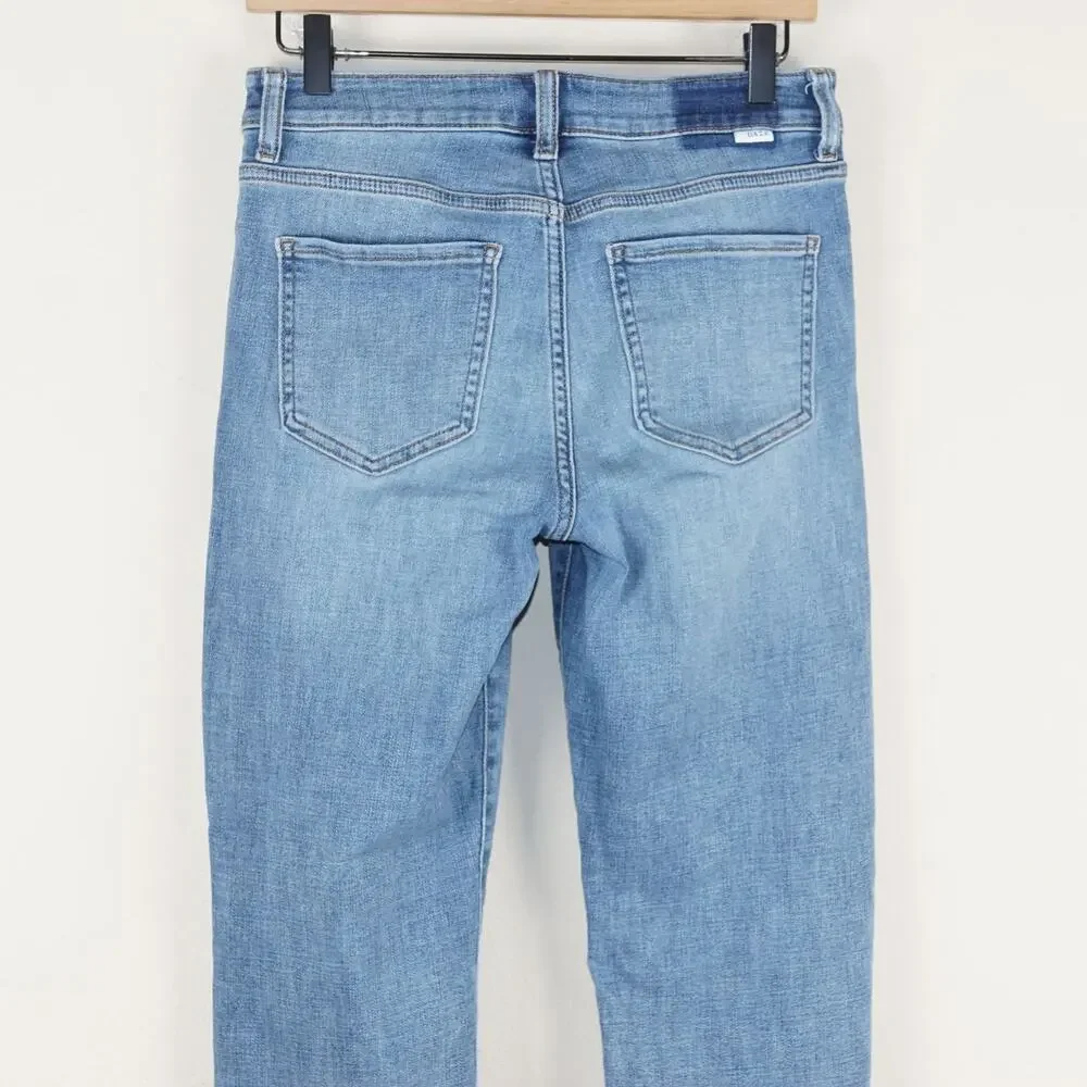 Daze Denim Straight Leg Ankle Lovergirl Distressed Mid Rise Blue Jeans Sz 27